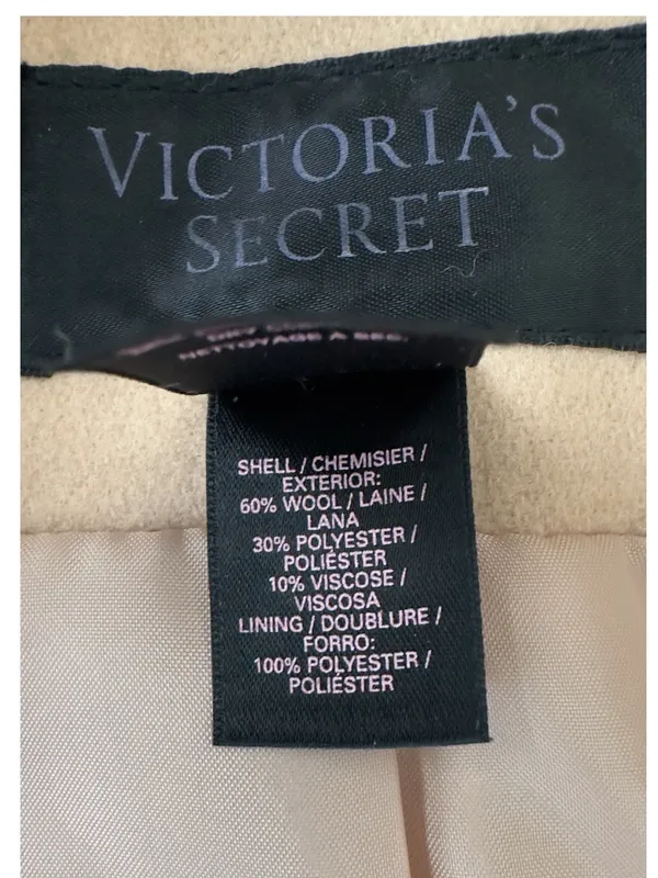 Victoria's Secret Wool Blend Pea Coat Beige Camel Size 8 Double Breasted Classic - Image 6