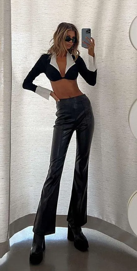 Princess Polly Black Leather Pants - Image 2