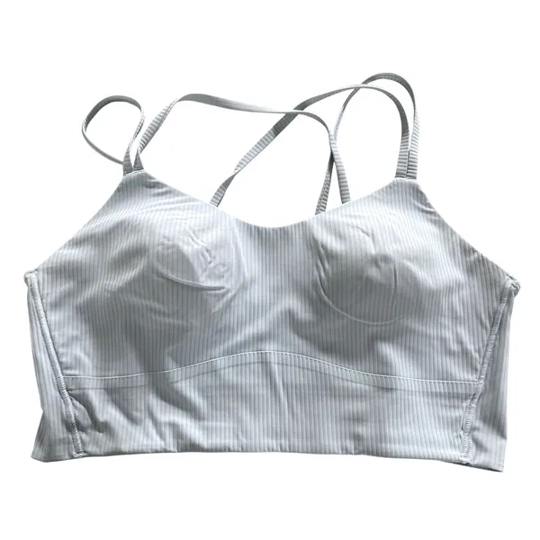 Lululemon Cloud Bra Long Line Ribbed Light‎ Gray Blue C/D Cup Size 8/10 - Image 2
