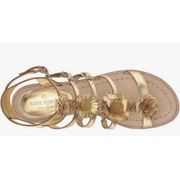 KATE‎ SPADE New York Sadia Gold Sandal Size 7M Floral Gladiator Strappy - Image 2