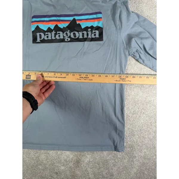 Patagonia Back Logo LS T-Shirt Womens L Regular Light Blue Hiking Camp Outdoors - Image 6