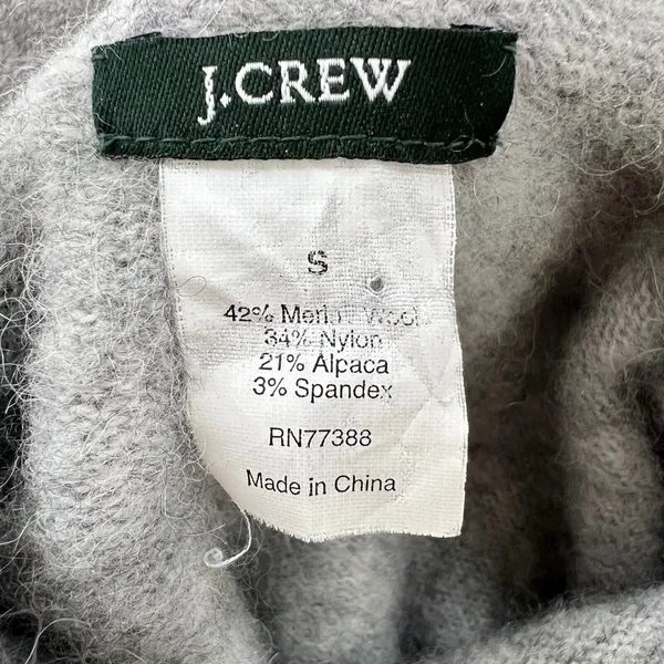 J.Crew Merino Wool Alpaca Blend Turtleneck‎ Sweater Womens Small Gray Soft Chic - Image 3