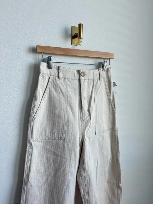 Free People Sunday Skies Wide Leg Sailor Pants NWT Size 2 Natural Cotton - Image 3