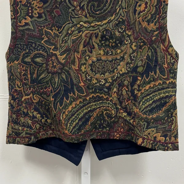 Vintage Spirits in the Pine Women's Tapestry Boho Paisley Button Vest‎ Large - Image 8