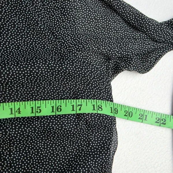 Abercrombie & Fitch Black Polka Dot Long Sleeve Ruffle Wrap Mini Dress‎ Womens M - Image 9
