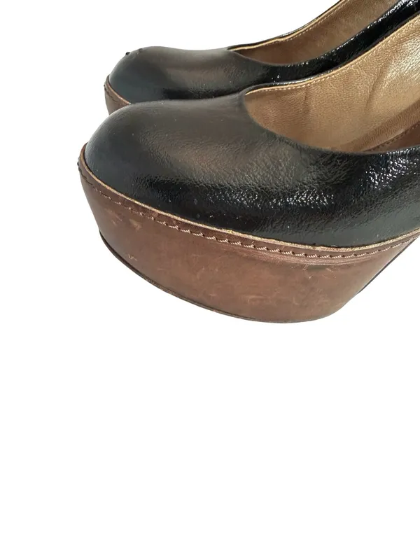 Marni Black Brown Two Tone Leather Closed Toe Platform Heels Pumps Size 8 Womens - Image 2