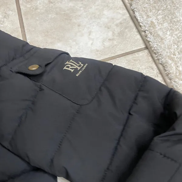 Lauren Ralph Lauren Womens Black Quilted Puffer Jacket BLACK LABEL Hood Size M - Image 3
