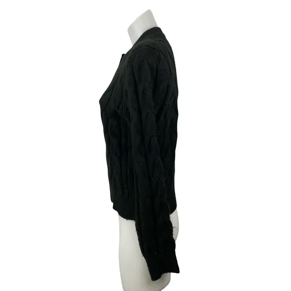 Ann Taylor LOFT Black Cable Knit Long Sleeve Button Down Cardigan Sweater Top S - Image 2