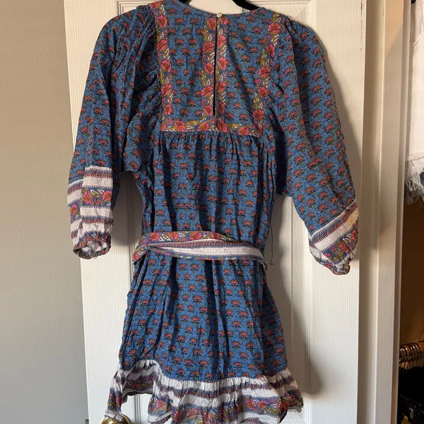 Cleobella Magdalena Lotus Blue Floral Mini Dress Sz S - Image 6