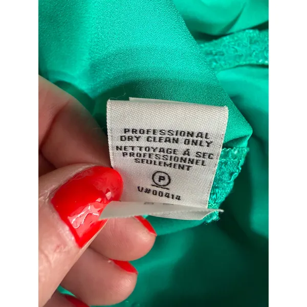 Diane von Furstenberg Fifi Dress‎ Womens Size 14 Green Lace V-Back Mini Cocktail - Image 11