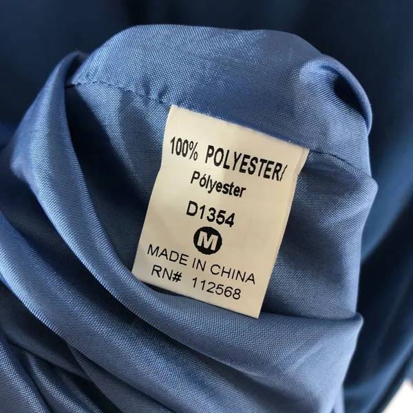 Miss Me Collection Mini Shift Dress Long Sleeve Satin Applique Blue M - Image 4