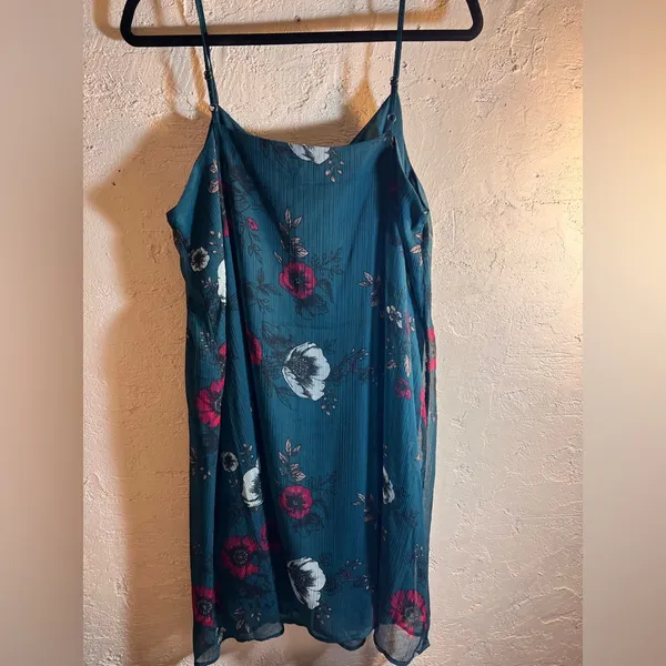 Mudd Floral Teal Spaghetti Strap Tank mini dress XL - Image 7