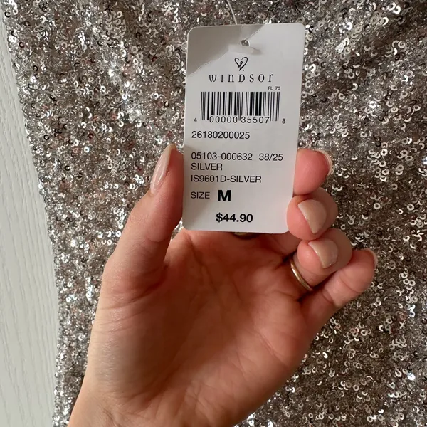 Windsor Silver Sequin Mini Dress - Image 6