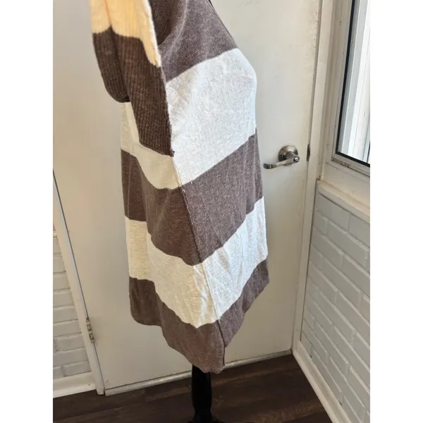 FP Beach Striped‎ Knit Gold Rush Linen Blend Henley Top medium boho oversized - Image 5