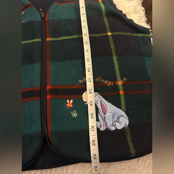 Disney Vest Womens L Winnie The Pooh Tartan Plaid Fleece Embroidered Vintage. - Image 12