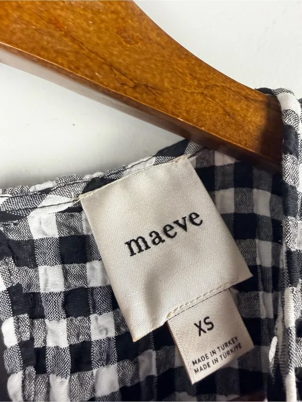 Anthropologie Maeve Puff-Sleeve Babydoll Mini Dress gingham size XS - Image 5