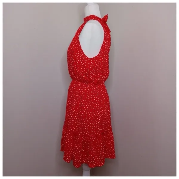 BTFBM Women's Red Polka Dot Halter Dress Size Small Boho Ruffle Summer Mini Cute - Image 9