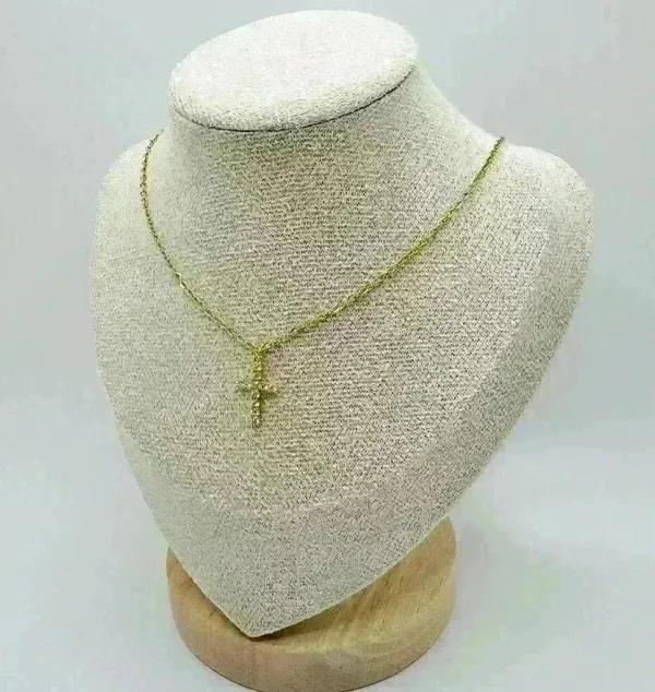 Simple 18k Gold Plated Cross Pendant Necklace With Micro-inlaid Cz Stone - Image 5