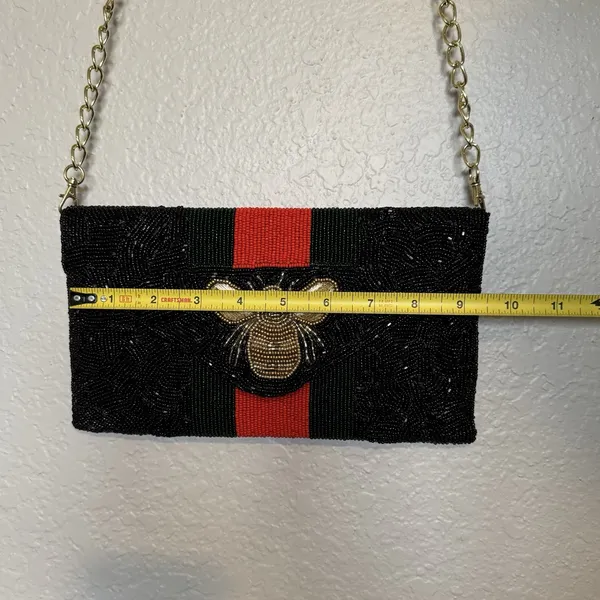 Pria Handcrafted Bee Envelope‎ Black Clutch NWOT Beaded Wallet - Image 7