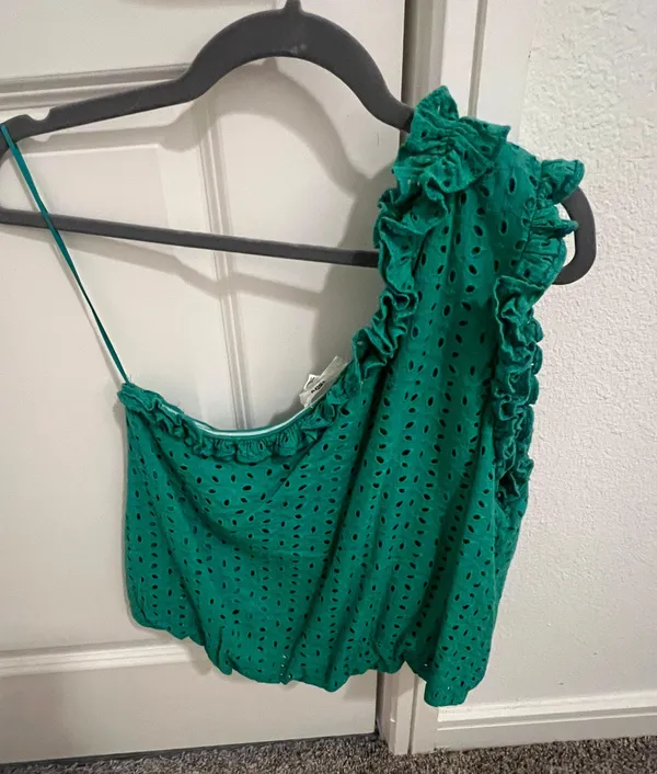 Entro Green One Shoulder Lace Top - Image 3