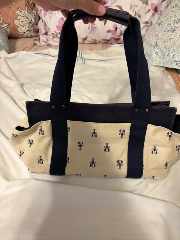 Tommy Hilfiger Navy Canvas Lobster Print Tote Bag Coastal Beach Shopper - Image 9