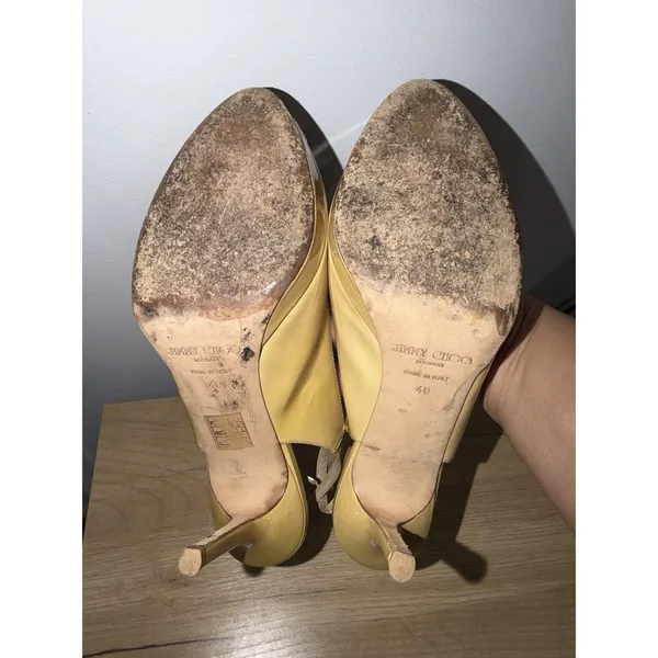 Jimmy Choo Peeptoe Slingback Nude Heels Size 40‎ SEE PHOTOS J - Image 9