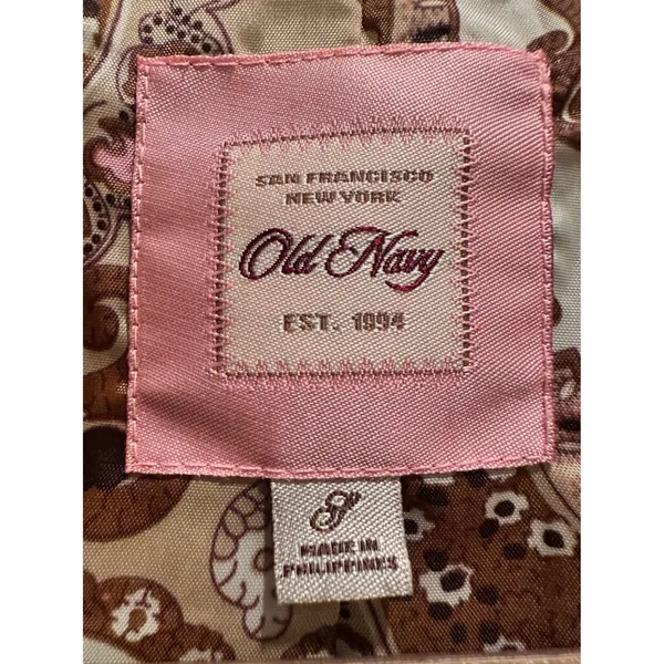 Old Navy Womens Camel Brown‎ Blazer Jacket Small Paisley Lined Cotton Equestrian - Image 3