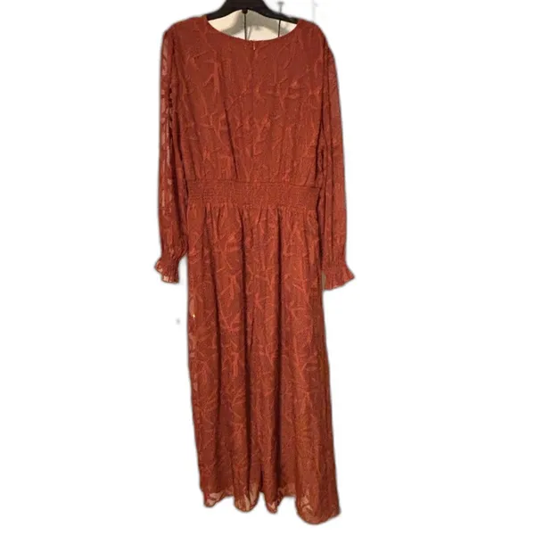 Baltic Born Rust Floor Length Dress Boho Cottagecore Long Sleeve Empire Waist 1x - Image 6