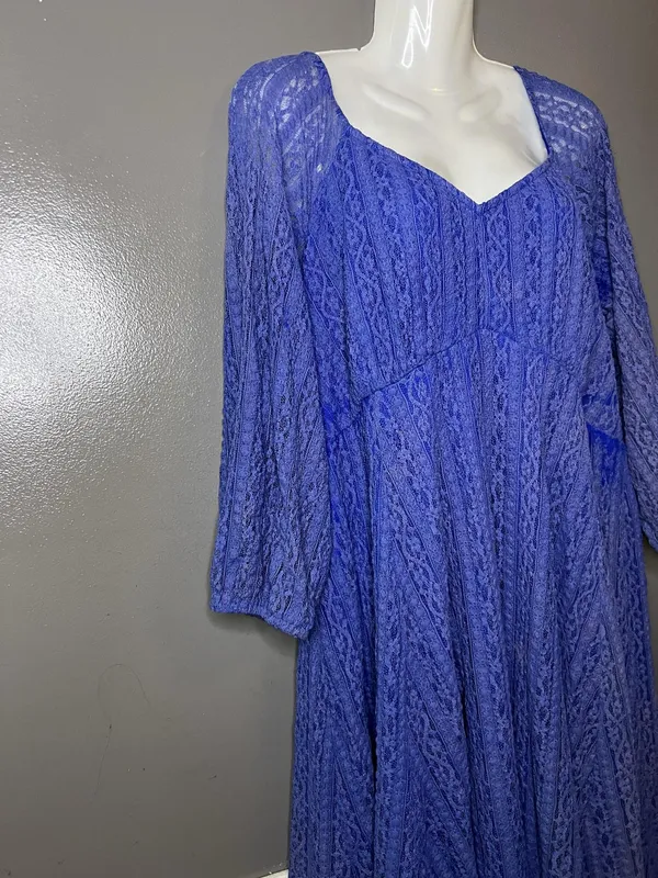 Torrid Dress Womens 2X Blue Lace Fit & Flare Mini 3/4 Sleeve Lined Party - Image 3