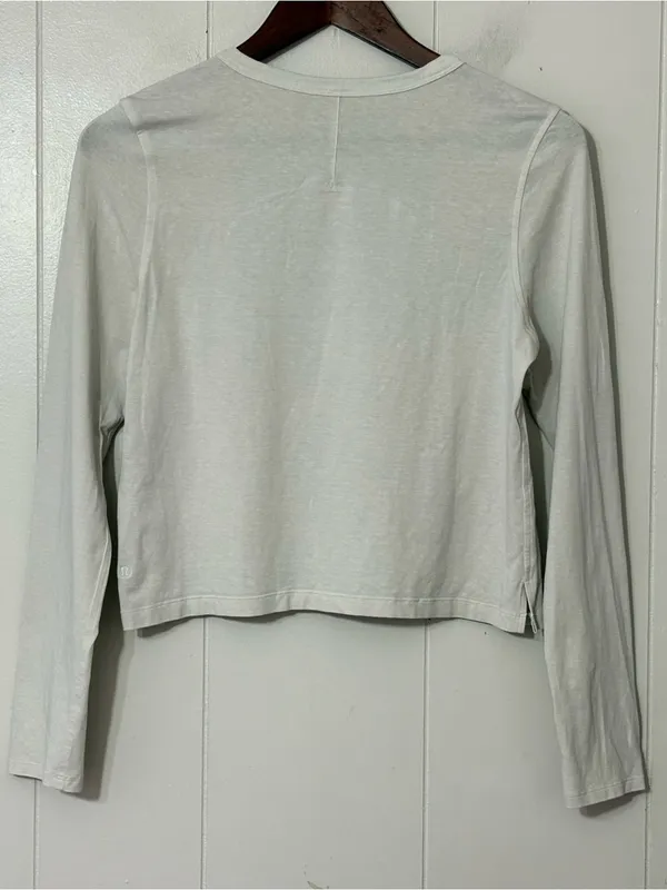 Lululemon Classic Fit Long Sleeve Top Bone Ivory Cotton Blend Tee (no size ) - Image 4