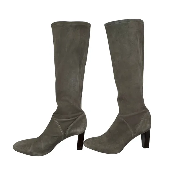Cole Haan Women's Nike‎ Air Gray Suede Stacked Heel Tall Boots Size 8B - Image 3