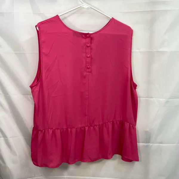 The Limited‎ women's hot pink sleeveless basic ruffle button neck blouse casual - Image 5