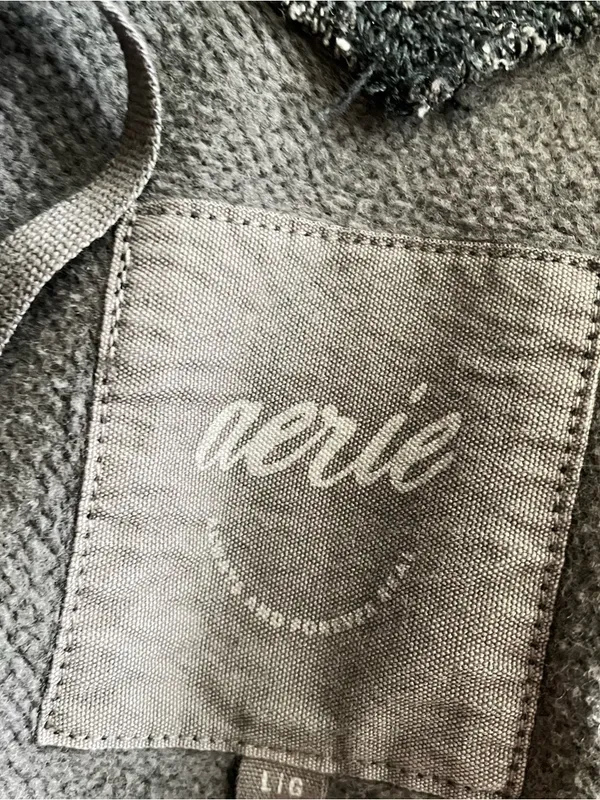 Aerie Downtime V-Neck Sweatshirt | Smoke Grey | Size Large - Image 5