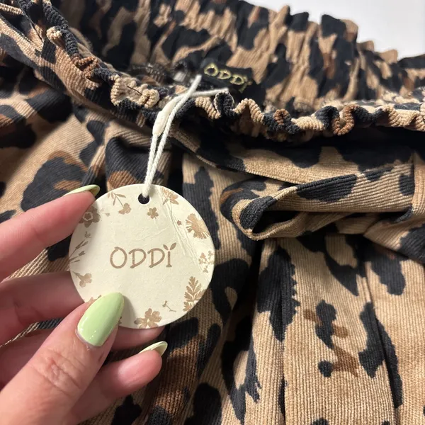 NWT Oddi Plus Sized Leopard Animal Print Corduroy Belt Paper Bag‎ Shorts Size 2X - Image 3