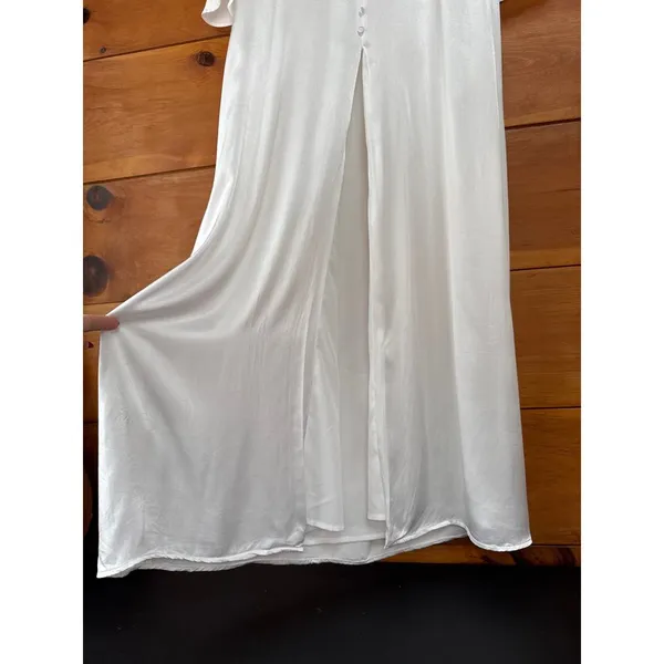 Lulus Elegant Celebration White Satin Long Sleeve Slip Maxi Dress Bridal Size M - Image 7