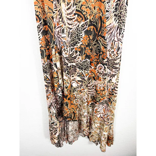 Free People Forever Yours Smocked Slip Maxi Dress Small Brown Black Floral Boho - Image 11