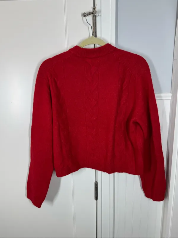 Madewell Crimson red CloudSoft Drop-Shoulder Sweater Size Small Nautical preppy - Image 6