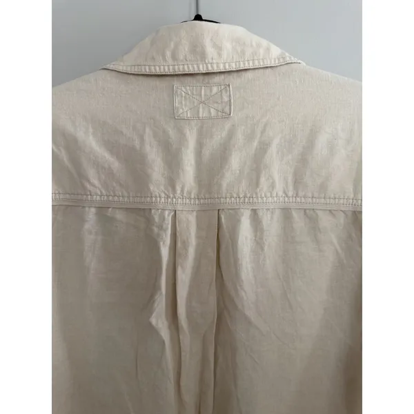 Free People We Are Free Made For Sun Linen Shirt Wet‎ Plaster Women's Size Small - Image 4