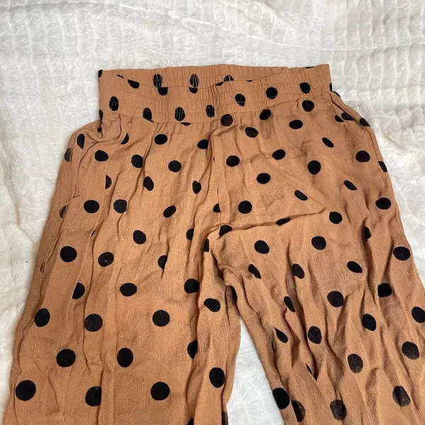 Beach‎ Riot Tan Black Polka Dot High Waist Cropped Tapered Pants Medium BR128811 - Image 3