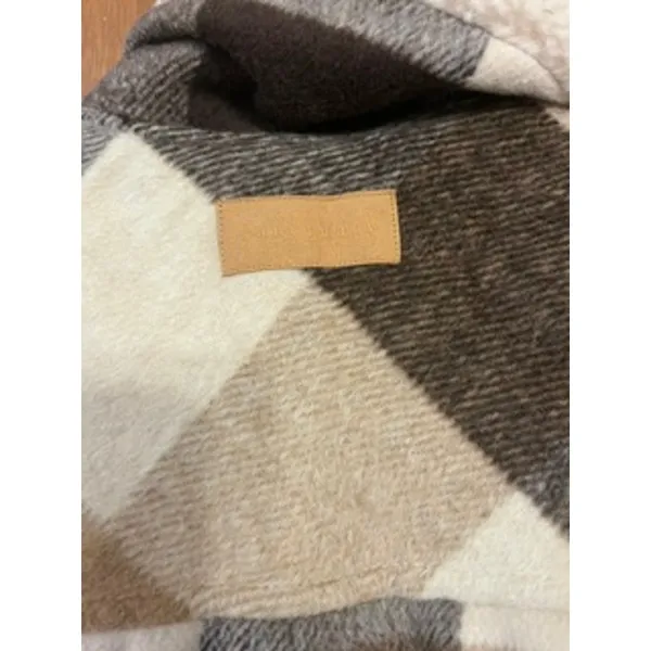 Sanctuary Brown Cream Buffalo Plaid Sherpa Vest - Image 3