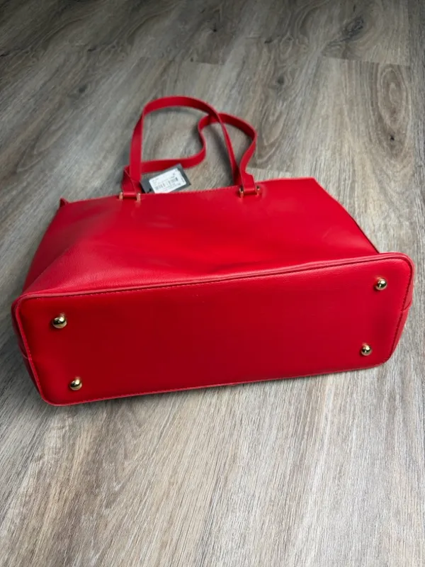 NWT Badgley Mischka Red Tote Bag Gold Logo Large Satchel $129 MSRP - Image 7