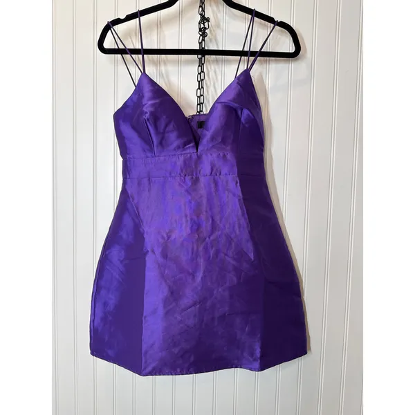 NWOT Lulus Glamourous Life Purple Sleeveless Mini Dress Party Cocktail Size XS - Image 4