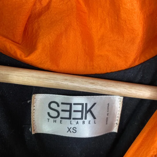 Seek The Label LF Black Brown Orange‎ Nylon Windbreaker Jacket Womens XS - Image 5