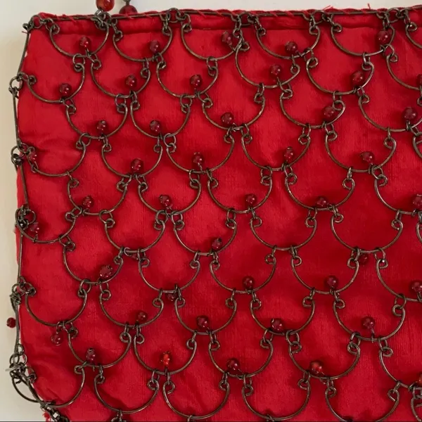 Eye Ful Bag Handbag Purse Red Metal Beaded Party Dressy Small Handbag NEW - Image 8