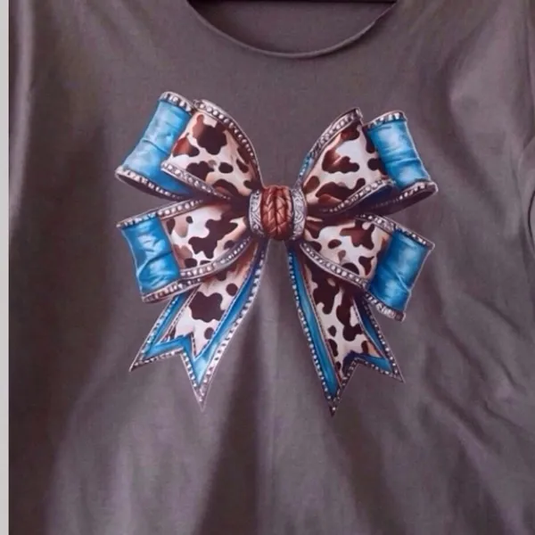 Cowgirl Bow Graphic Tee | Grey – WesternChic handmade - Image 6