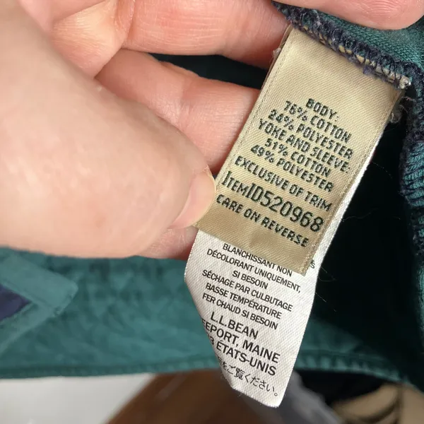 L.L. Bean quilted Mock‎ neck pullover sweatshirt blue green women's small petite - Image 7