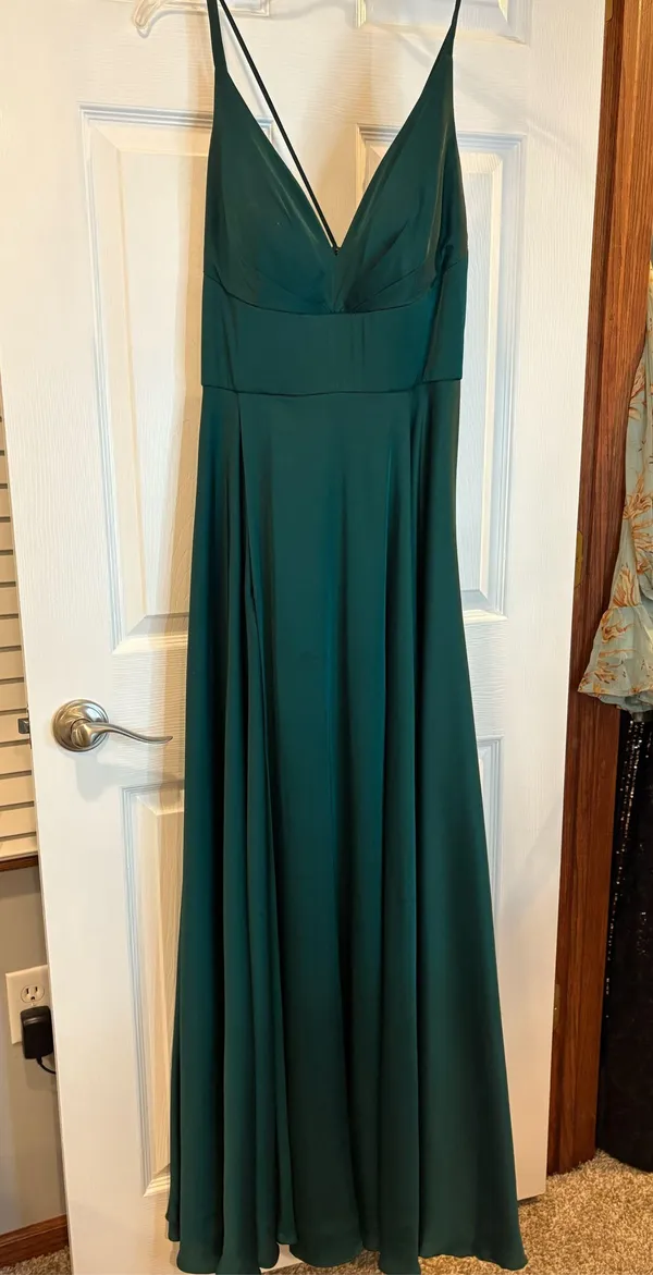 Emerald Green Silk Prom Dress - Image 2