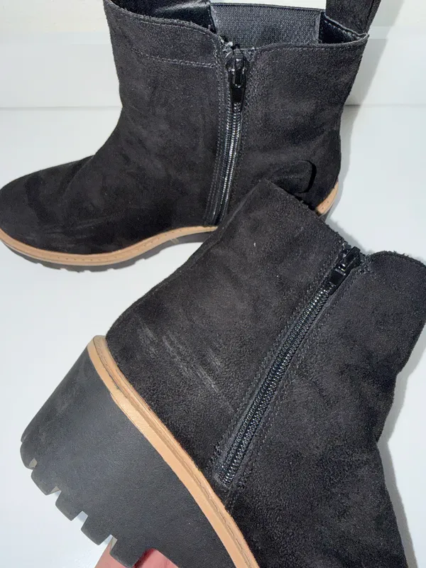 Maurices Bridget Chelsea Boots Black Faux Suede Ankle Zipper - Image 6