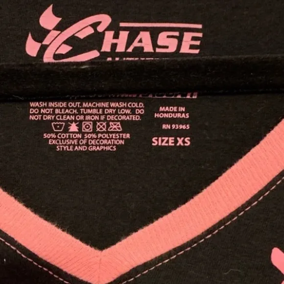Chase‎ Authentics Dale Jr Pink & Black V Neck Tee Shirt - Image 3