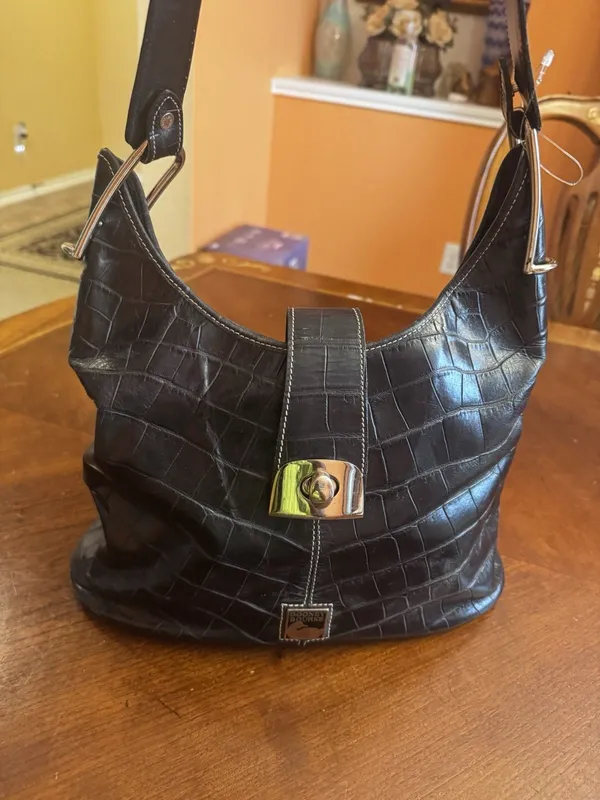 Dooney & Bourke Croc Embossed Genuine Leather Shoulder Bag MADE IN USA - Image 4